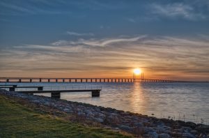 Sunset,On,The,Oresund,Bridge,In,The,Baltic,Sea,Captured